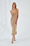 4252 Women's Rope Strap V-Neck Dress Mink