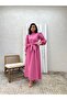 Hijab Pink Big Bow Poplin Flared Dress - 5