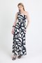 Black-Beige One Shoulder Patterned Maxi Dress 231660 - 2