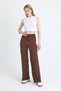 Brown Wide Leg Draped Wrinkle Fabric Trousers 326 - 2