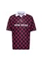 Oversize Polo Neck Jersey T-Shirt Claret Red/Black
