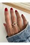 Gold Red Heart Plate Ring - 3