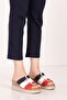 Genuine Leather Colorful Combination Wedge Heeled Slippers Mlk.5805 Tommy - 2