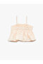 Cotton Thin Strap Flounced Scalloped Blouse - 2