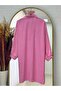 Miresia Lace-Up Long Modal Shirt-Pe261 Pink - 5