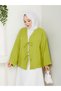 Women's Hijab Linen Tie Front 2 Lace Modern Stylish Skirt Top Fat Green Kimono Shirt - 6