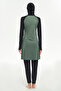 Raglan Sleeve Lycra Full Covered Hijab Swimsuit 3131 Pine Green - 5