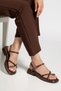 Women's Brown Gold Ring Detailed Daily Sandals - 4