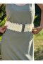 Lace Elastic Design Ecru Women's Belt 75 cm - 6
