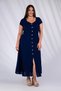 111975 Women's Plus Size Buttoned Slit Dress Navy Blue - 5