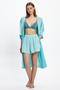 Women's Mint Green Striped Long Kimono 25Pl05St - 3