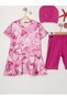 Girl's Crew Neck Skirted Swimsuit and Leggings Bonnet Included. - 2