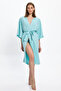 Women's Mint Green Striped Long Kimono 25Pl05St - 5