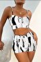 Thin Straps Drawstring Detail Crop Short Leggings Two-Piece Set
