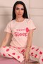 Women's Sweet Sleep Slogan Crew Neck Short Sleeve Six-Long Combed Cotton Pajama Set - 3