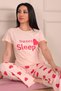 Women's Sweet Sleep Slogan Crew Neck Short Sleeve Six-Long Combed Cotton Pajama Set - 2