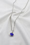 Rahmi Blue Evil Eye Beaded Bijoux Necklace with Frame (Steel Chain 60 cm), Silver Color - 2