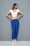 Women's Cobalt Blue Color Italy Model with Pocket Four Seasons Wearable Muslin Fabric Espp-42 - 3