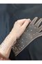 Adeline Rhinestone Bridal Evening Dress Gloves Salmon - 6
