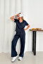 Women's Anthracite Modal Fabric V-Neck Basic Tracksuit Set - 5
