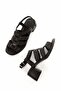 Peaf Black Genuine Leather Sandals Very Light Thick Heels Women's Shoes - 4