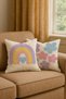 Digital Printing Punch Rainbow Patterned Modern Style Set of 2 Throw Pillow Cases