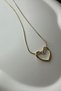 Gold Color Heart Figured, Elegant Reflection of the Heart Steel Necklace - 2