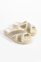 Angel Beige Denim Tasseled Stone Detailed Cross Slippers - 2