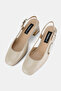 Women's Beige Patent Leather Genuine Leather Number 35-41 Medium Heel Back Open Shoes - 2