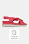 Women's Red Genuine Leather 36-41-42 Number Flat Wedge Heel Band Sandals - 2