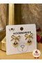 Women's Gold Color Bow and Heart Model Earrings – Elegant and Sparkling Touch - 4