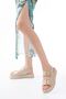 1187 Beige Wedge Heel Rubber Helmet Women's Sandals - 2