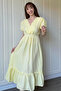 Yellow Muslin Fabric Short Sleeve Dress - 6