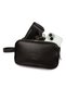 Men's Black Leather Portfolio Clutch Shaving Cosmetic Care and Daily Handbag New277
