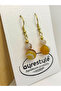 Handmade Natural Agate & Citrine Stone Women's Earrings - Dangle Gold Color Boho Style Casual Earrings - 3