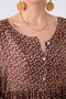 Bohemian Women's Crispy Floral Pattern Loose Fit Mother's Authentic Brown Dress - 4