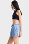Women's Blue Color 1S5-4 Mini Size Loose Cut Elastic Waist 100% Cotton Denim Shorts - 5