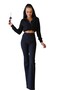 Shub Spanish Leg Colorfast Black Stretchy High Waist Denim Pants - 2