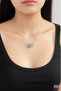 Steel Chain Silver Color Moon Design Colorful Zircon Stone Flower Necklace - 2