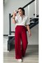 Burgundy Tencel Fabric Pants with Elastic Waist - 3