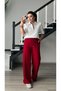 Burgundy Tencel Fabric Pants with Elastic Waist - 2