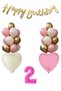 2 Year Old Pink Girl Birthday Concept Balloon Set 16Inch Pink Number Happy Birthday Banner Set