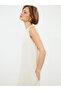 Trendlucky Oval Collar Plain Linen Blend Dress with Difference - 2