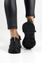 Women's Black Daily Sneakers, High Sole - With Color Options - 8
