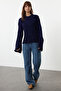 Navy Blue Wide Fit Soft Textured Knitwear Sweater Twoaw25Kz00295 - 3