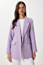 Women's Lilac Padded Stylish Buttoned Tweed Blazer Jacket Xl00005