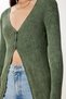 Women's Khaki Washed Long Knitwear Cardigan Ns00461 - 4