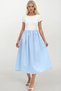 Women's Blue Crew Neck Elastic Waist Color Block Maxi Length Dress Alc-X14278 - 2