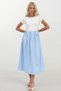 Women's Blue Crew Neck Elastic Waist Color Block Maxi Length Dress Alc-X14278 - 3