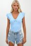 Women's Blue Front Back V Neck Accessory Detail Sleeveless Knitwear Blouse Alc-X14273 - 2